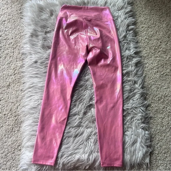 Wear It To Heart Pink Metallic Iridescent Leggings